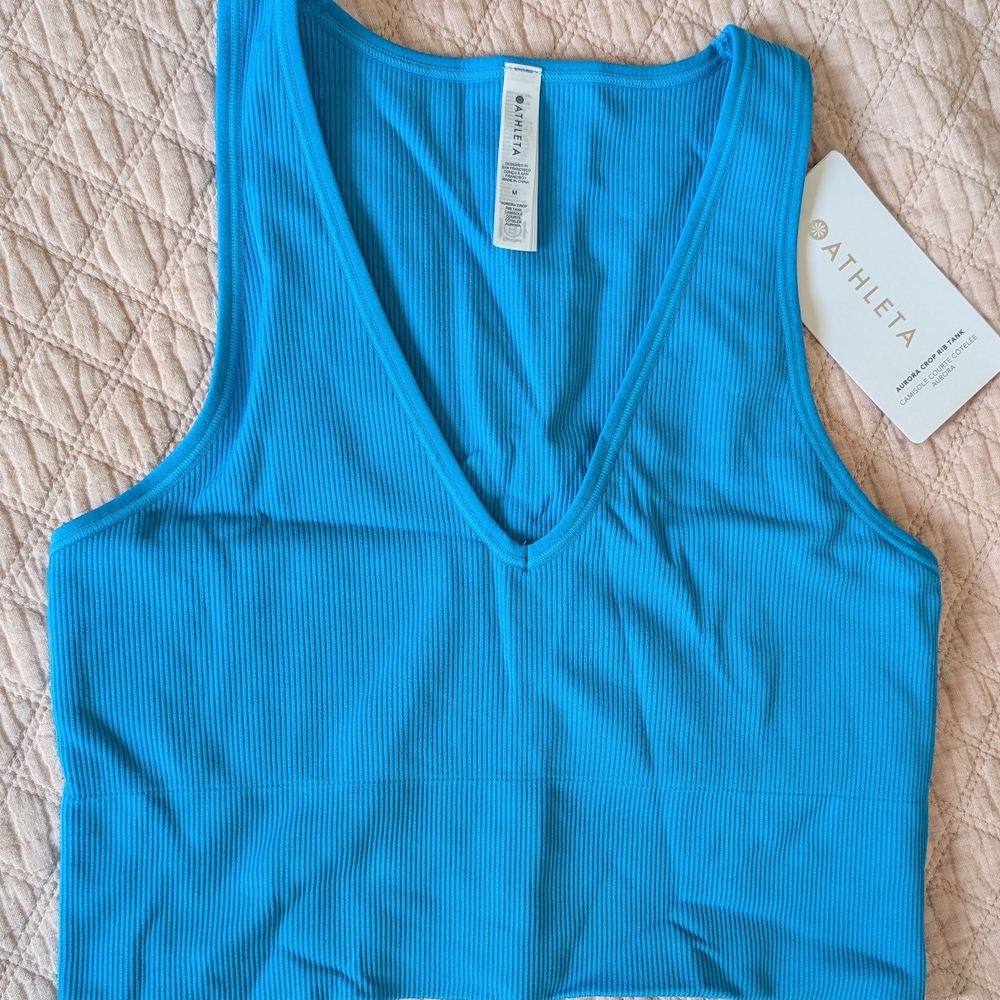 Athleta Blue Ribbed Tank Top